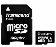 Карта памяти Transcend microSDHC 8Gb Cl4 +ад, TS8GUSDHC4