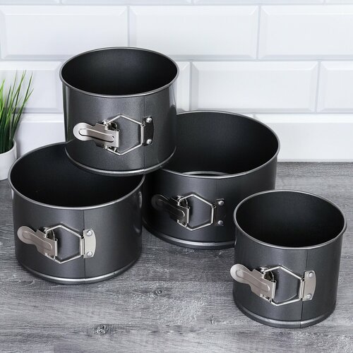 Форма для выпечки куличей со съемным дном и с клипсой 4 штуки высота 105 см для Пасхи 1874₽