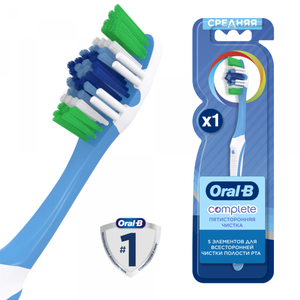 Зубная щетка Oral-b Пятисторонняя чистка, темно-синий, 2 шт. - фото №1