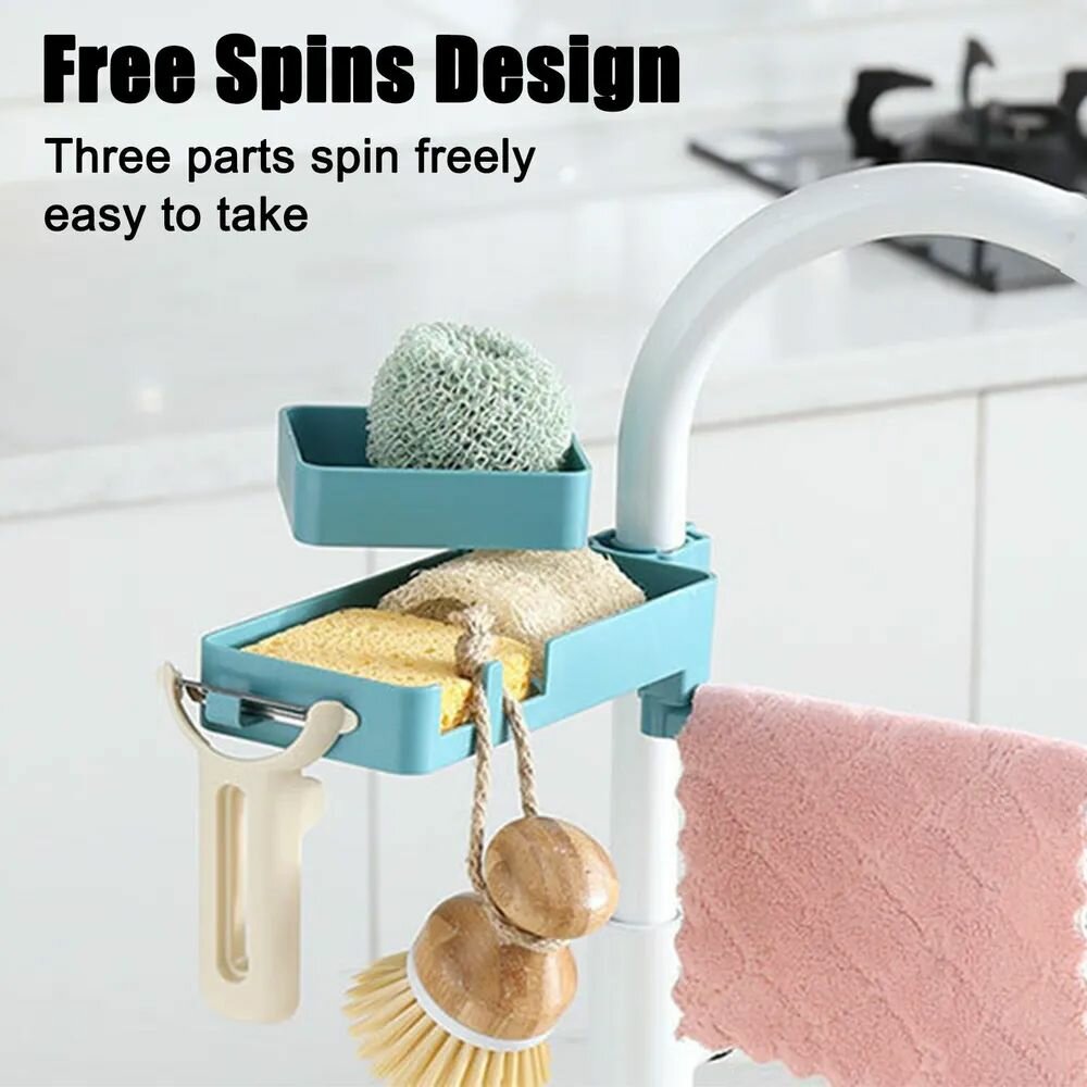 фото Органайзер для кухни, подставка для губки, хранение кухонных принадлежностей