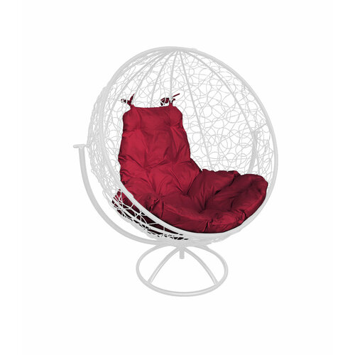 Подвесное кресло M-group круг с ротангом белое бордовая подушка подвесное кресло с ротангом для компании серое бордовая подушка