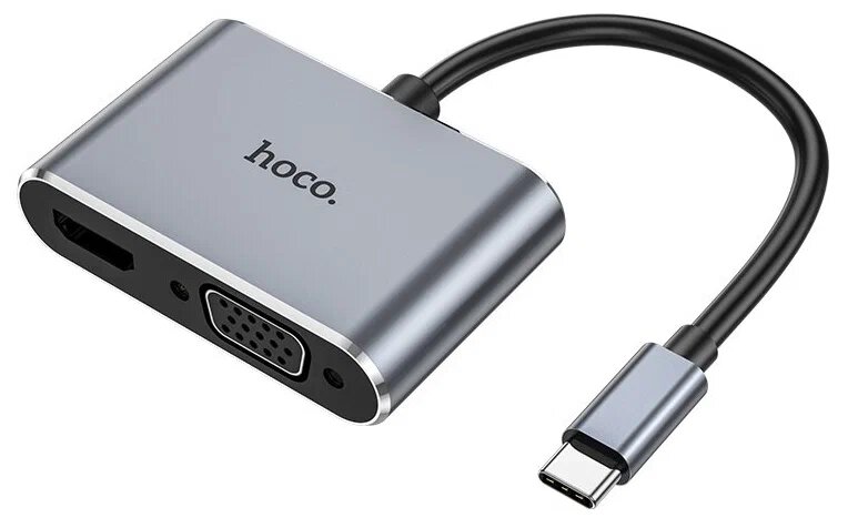 Переходник HOCO HB29 разъем Type-C, HDTV+VGA, серый