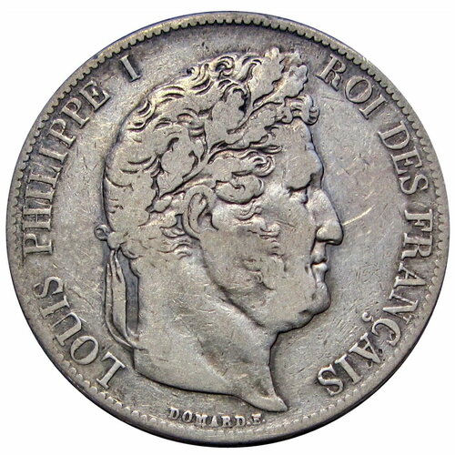 5 франков 1844 Франция А Филипп I клуб нумизмат монета франк франции 1839 года серебро луи филипп i