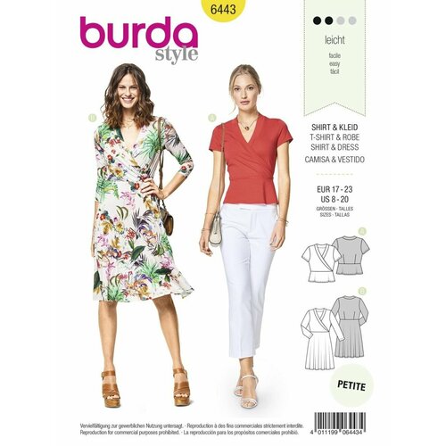 Выкройка Burda 6443 Топ с баской, платье выкройка burda 6383 платье с баской