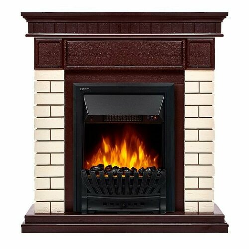 Электрокамин Electrolux Bricks Classic камень бежевый, шпон темный дуб + EFP/P-1020LS портал firelight bricks 25 камень бежевый шпон темный дуб