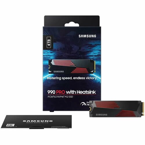 Накопитель SSD Samsung 990 Pro with Heatsink 4Tb (MZ-V9P4T0CW) твердотельный накопитель samsung electronics samsung mz v9p4t0cw