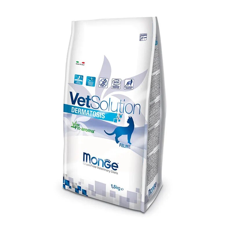 Сухой корм для кошек Monge VetSolution, при проблемах с кожей, беззерновой 1.5 кг