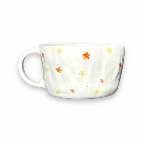 Кружка ручной работы Цветочки рыже-жёлтая керамика 400 мл 2741₽