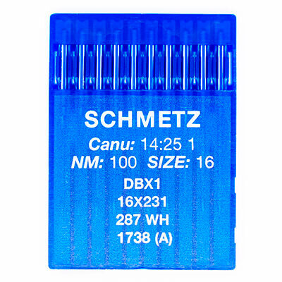 Иглы для промышленных швейных машин Schmetz, тонкая колба 1738/DBx1 №100, 10 шт.
