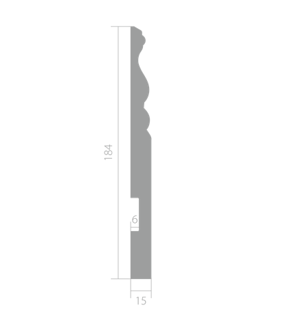 Плинтус Ultrawood 15х184 мм напольный под покраску высокий фигурный Ультравуд Base 5074 (Ultrawood) 1 метр