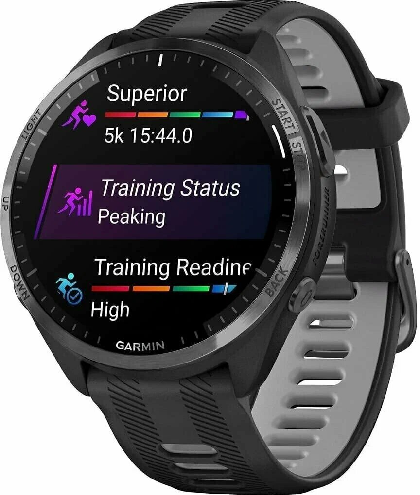 Умные часы Garmin Forerunner 965, с титановым безелем и силиконовым черным ремешком (010-02809-10)