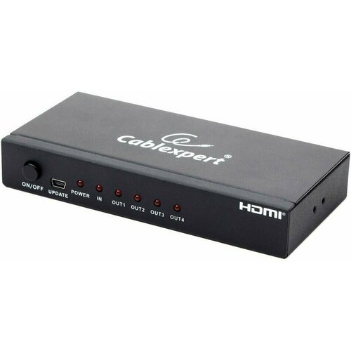 Разветвитель Gembird DSP-4PH4-02 Разветвитель HDMI Cablexpert, HD19F/4x19F, 1 компьютер = 4 монитора, Full-HD, 3D, 1.4v gembird cablexpert hd19f 8x19f dsp 8ph4 03