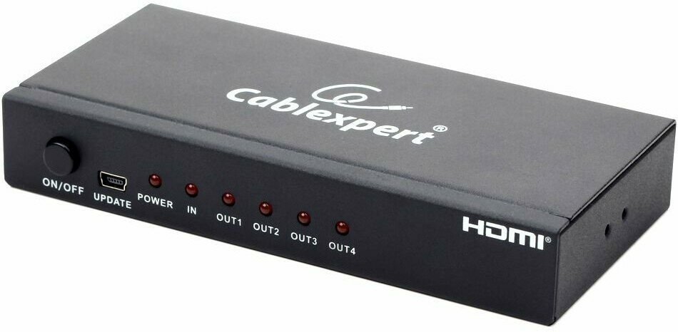 Разветвитель Gembird DSP-4PH4-02 Разветвитель HDMI Cablexpert, HD19F/4x19F, 1 компьютер = 4 монитора, Full-HD, 3D, 1.4v