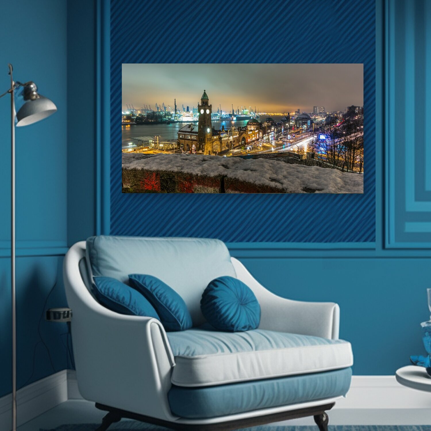 Картина на холсте "Панорама, город, городской ландшафт" на подрамнике 75х40 см. для интерьера