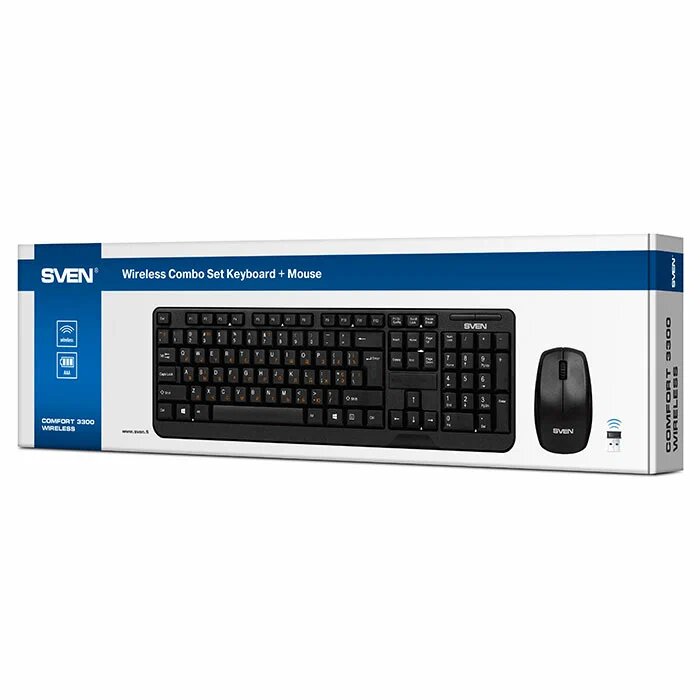 Клавиатура и мышь Wireless Sven SV-03103300WB - фото №1