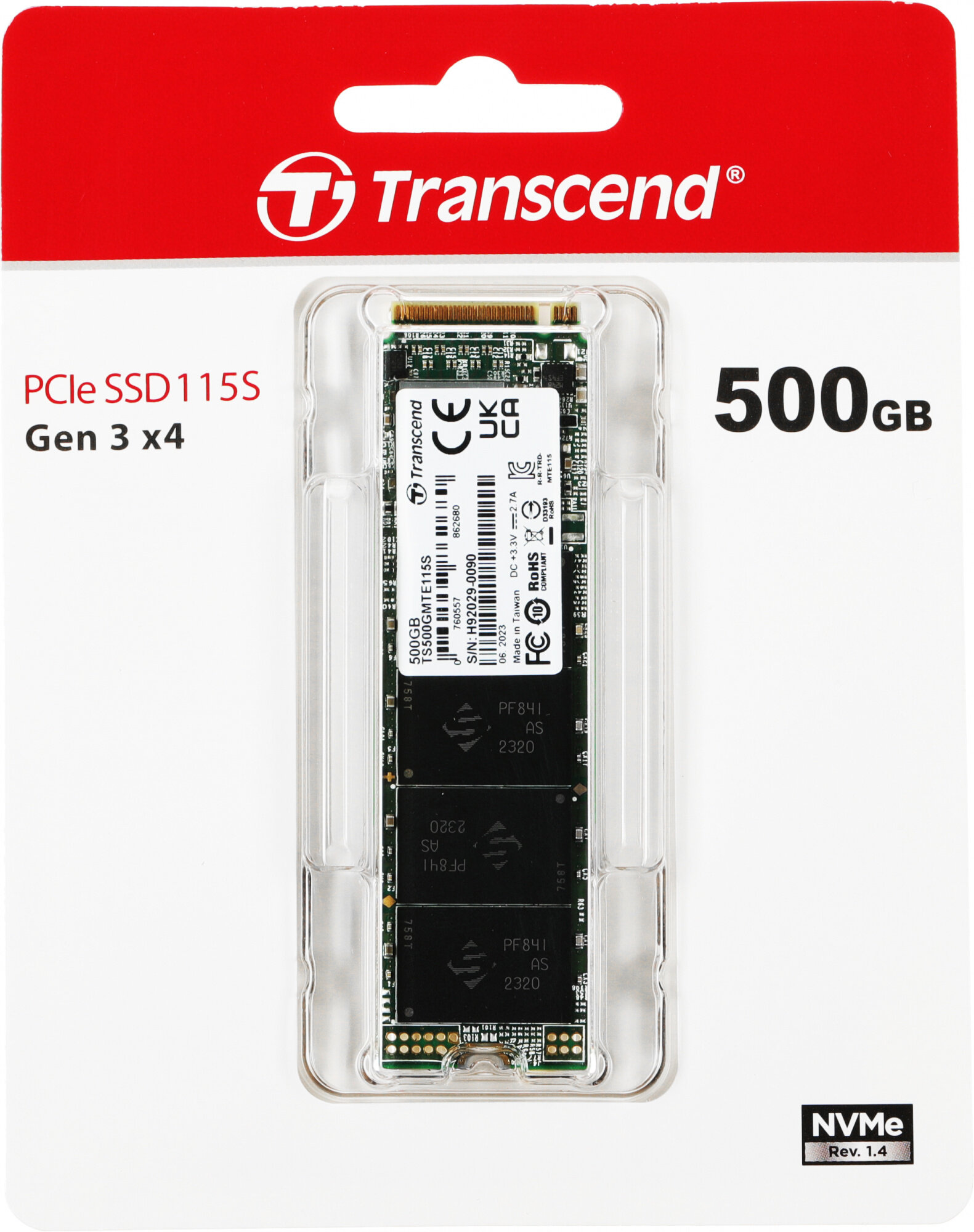 Твердотельный накопитель Transcend 115S 500ГБ, M.2 2280, PCI-E 3.0 x4, M.2 TS500GMTE115S - фото №4