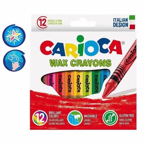 Мелки восковые 12 цветов Carioca Wax Crayons диаметр 8 мм круглые в картонной коробке 403₽