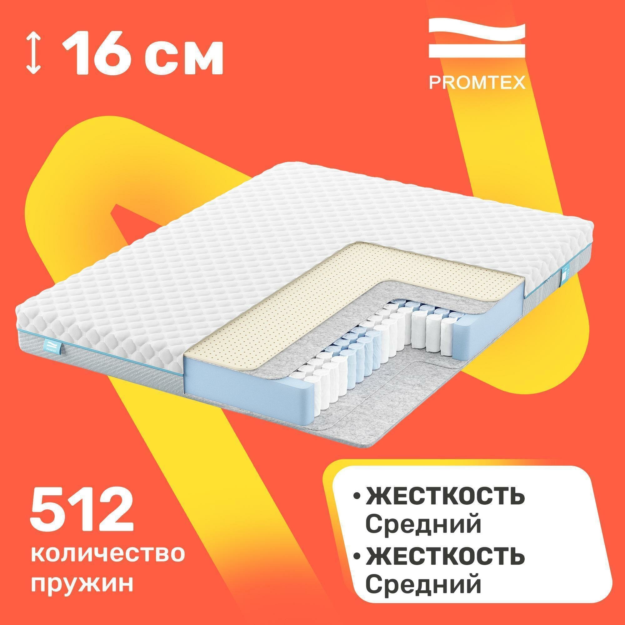 Матрас с независимыми пружинами PROMTEX Soft L1 70x140