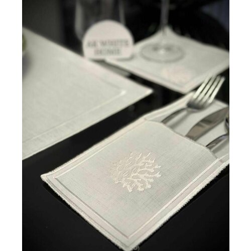 Сервировочный набор на льняной основе Кораллы