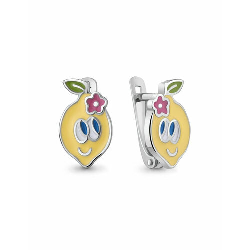 Серьги Amarin Jewelry серебро 925 проба родирование эмаль желтый 1567₽