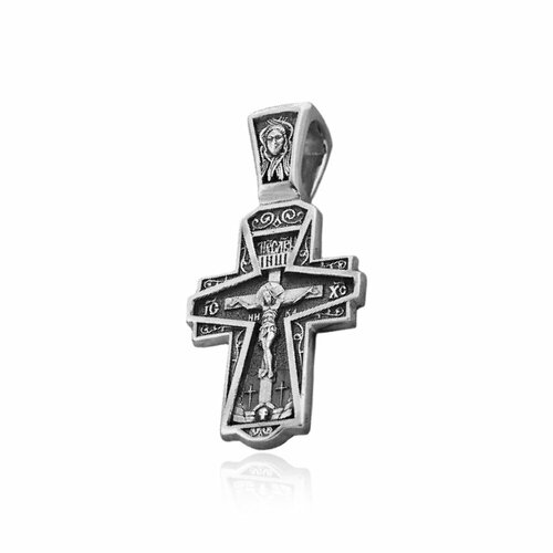 Крестик Ювелирная мастерская монастыря Нилова Пустынь, серебро, 925 проба, чернение