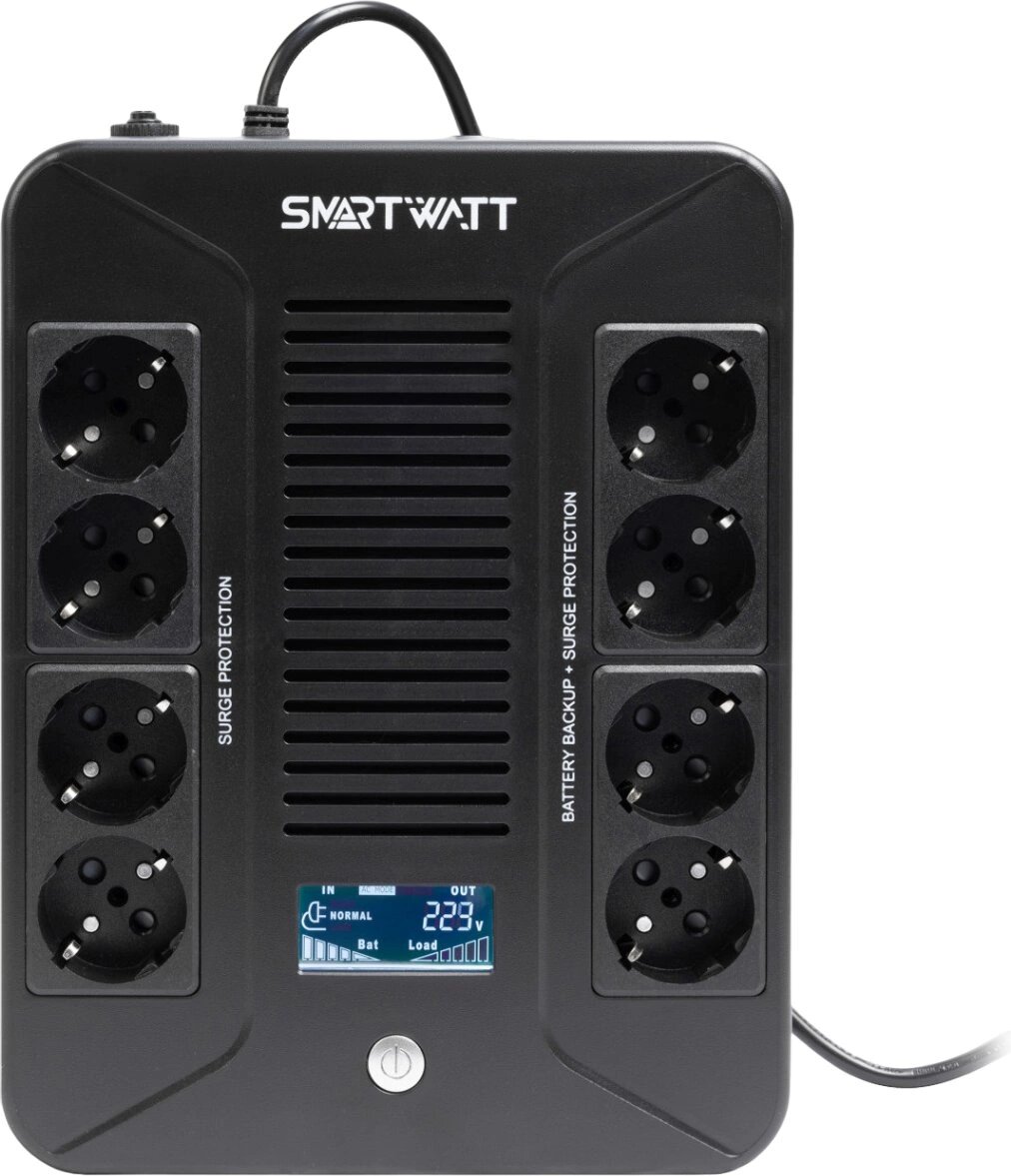 SMARTWATT UPS SAFE PRO LCD 1000 Line-interactive 1000VA/600W Brick (Euro x8, USB, RJ11/RJ45 protection, LCD, 275x210
