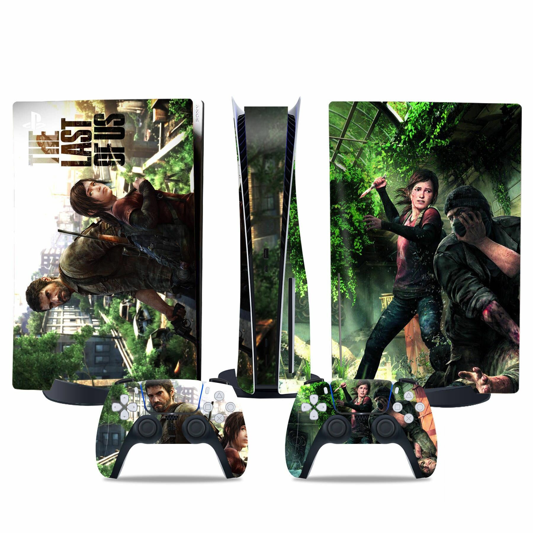 Наклейка виниловая защитная на игровую консоль Sony PlayStation 5 Disc Edition, The Last of Us-5, полный комплект с геймпадами