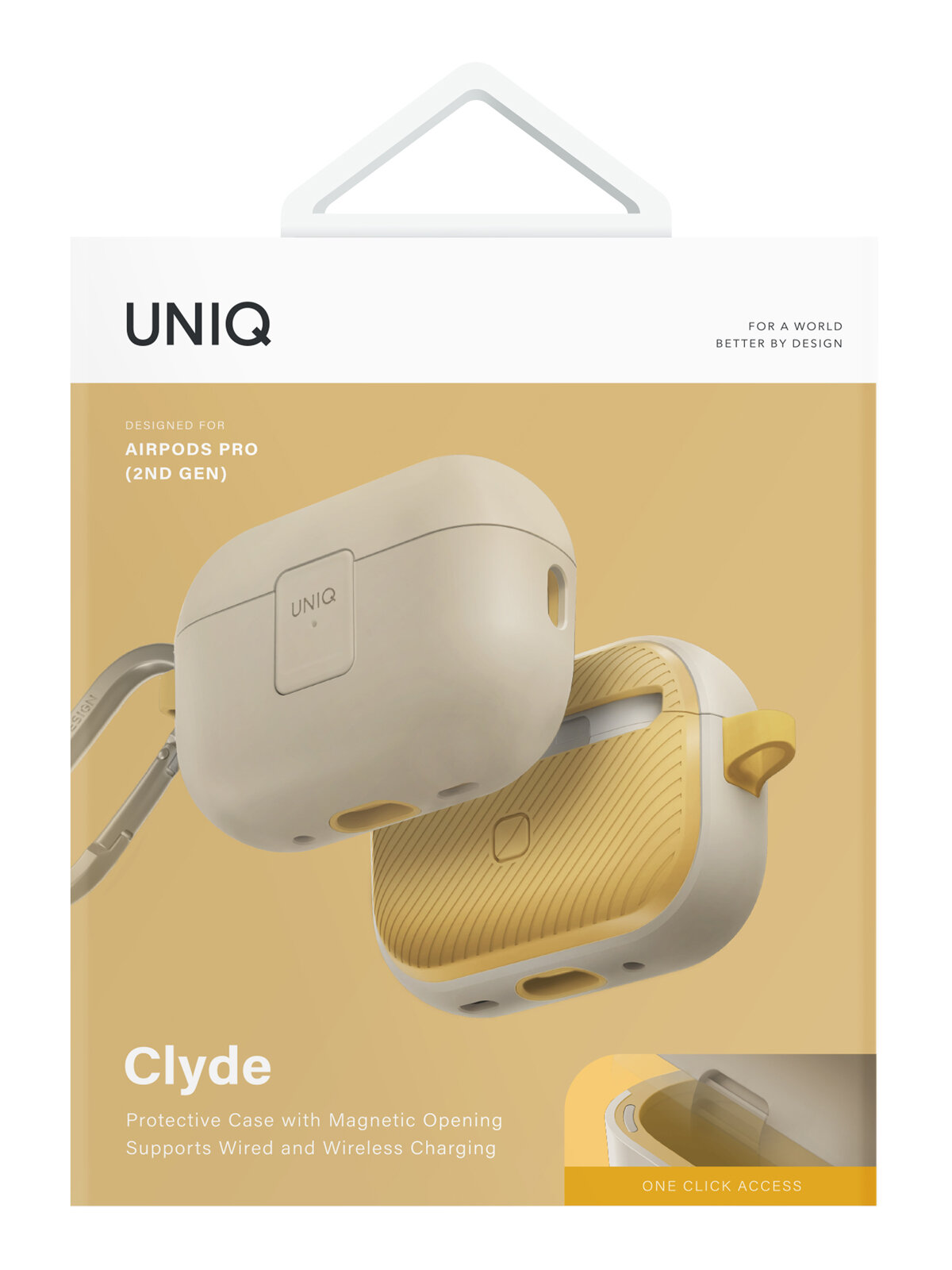Uniq для Airpods Pro 2 чехол CLYDE Lock case Ivory/Canary Yellow — фото 1