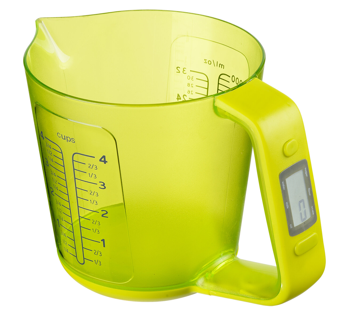 Мерная емкость с электронными весами / мерный стакан / кухонные электронные весы 1000 мл, зеленый