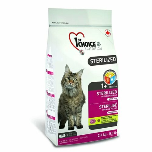 фото 1st choice корм сухой для стерилизованных кошек sterilized курица с бататом 320г