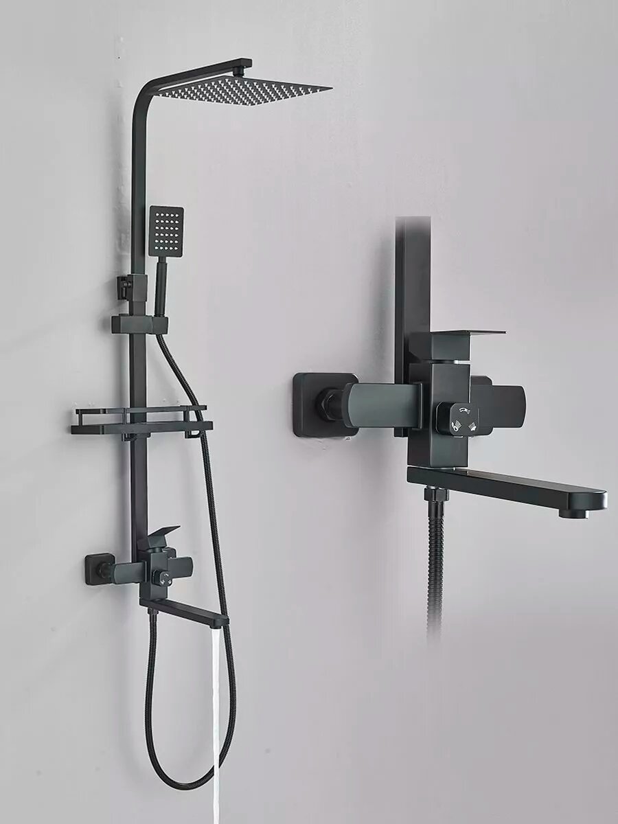 фото Ванная комната Душевая система Набор из нержавеющей стали Дождевая ванна Душ 25 см Высота выхода Регулируемый настенный душ