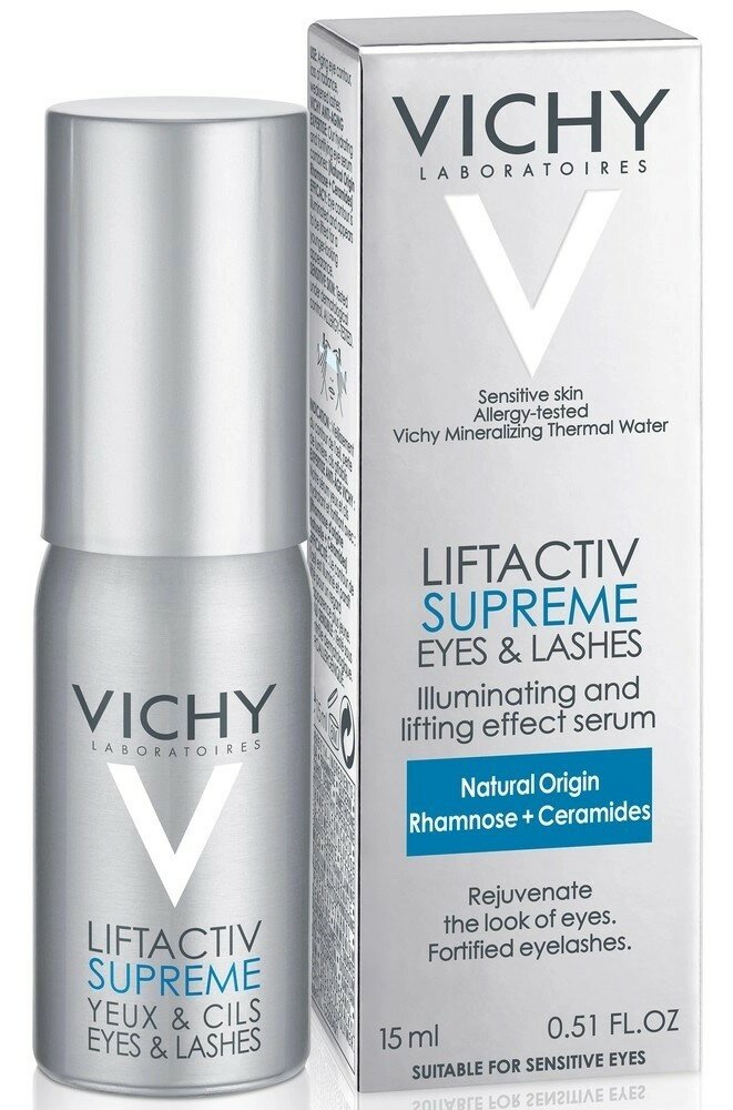 Vichy Liftactiv supeme Yeux & Cils, Сыворотка с эффектом лифтинга и сияния для кожи вокруг глаз, 15 мл