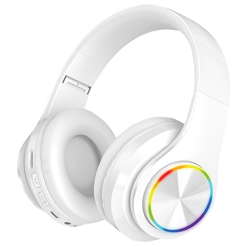 Наушники беспроводные DASWERK большие, светящиеся, накладные, белые B-39 (513806)