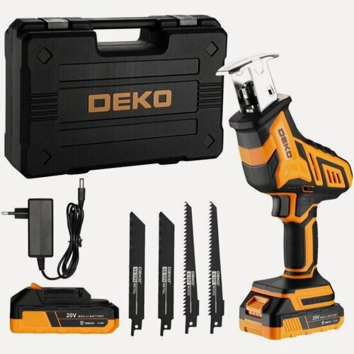 Изображение товара Пила сабельная аккумуляторная Deko DKRS20-Li-ion в кейсе, 20В, 2x3.0Ач (085-1070)