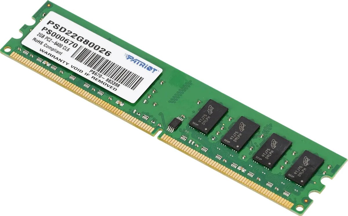 Оперативная память Patriot PSD22G80026 DDR2 - 1x 2ГБ 800МГц, DIMM, Ret