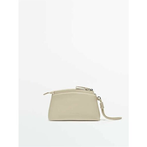 фото Сумка клатч massimo dutti, фактура гладкая, бежевый