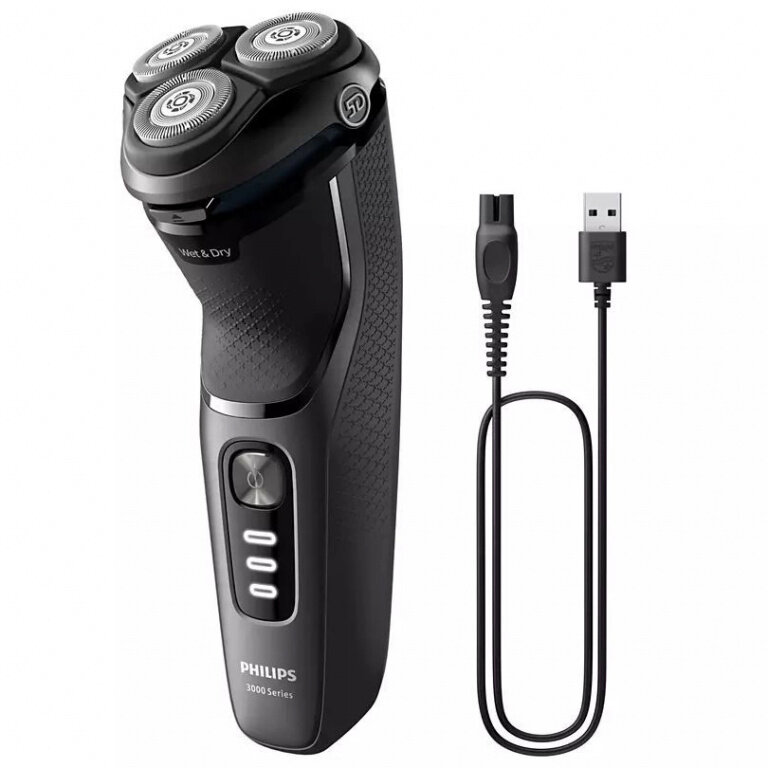 Электробритва роторная Philips S3343/13, 9 Вт, влажное и сухое бритье, черный — фото 1