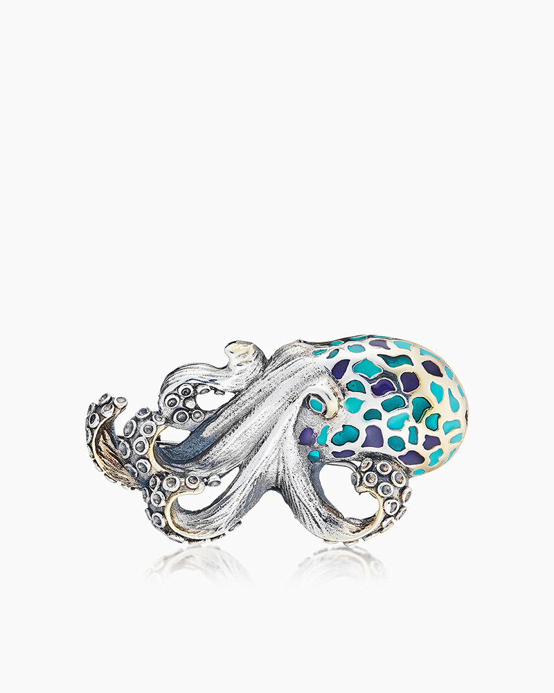 Брошь SARKISSIAN, серебро, 925 проба, золочение, эмаль