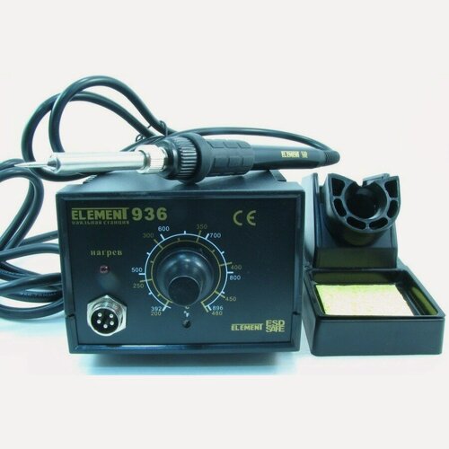 Изображение товара Паяльная станция ELEMENT, 936, с регулировкой температуры, керамическая, черная