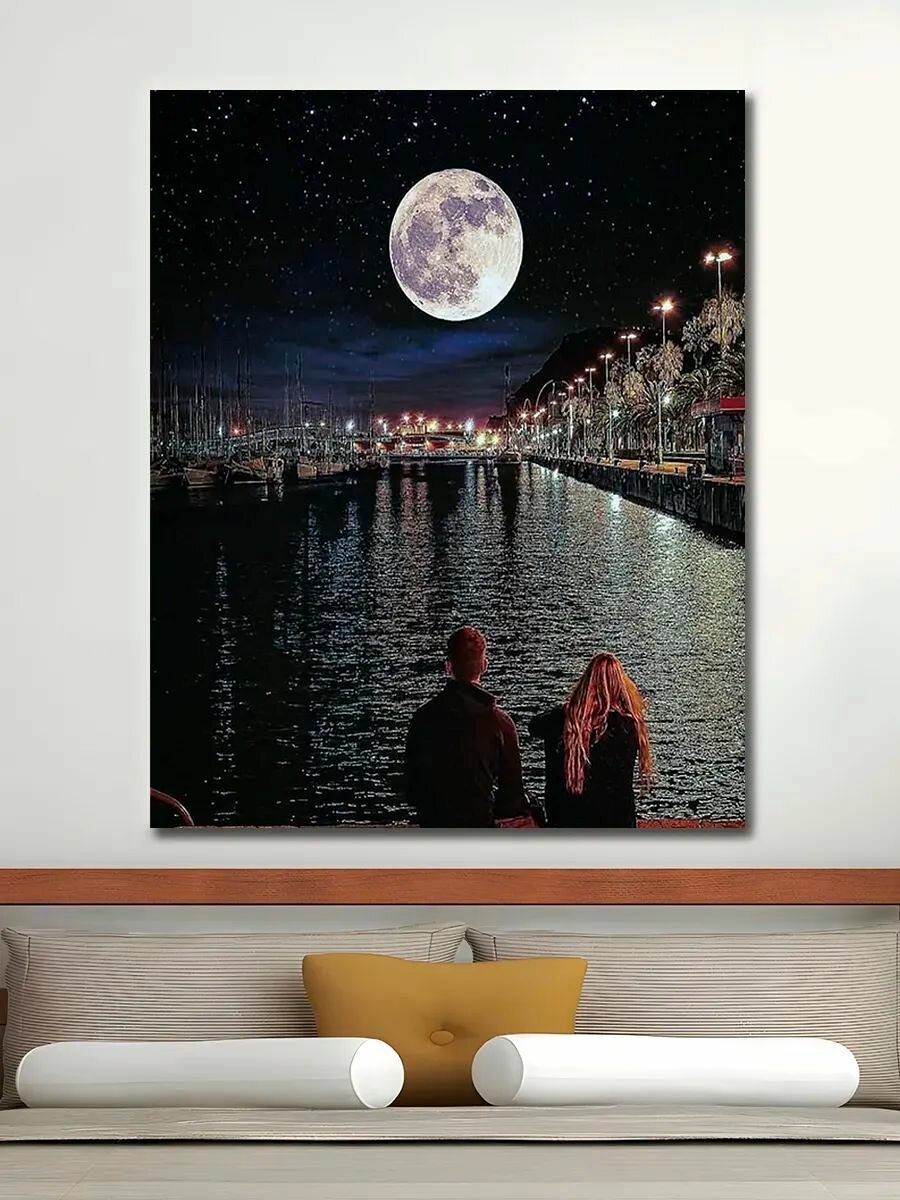 Картина "Лунный вечер", на стену 30х40см 1шт.