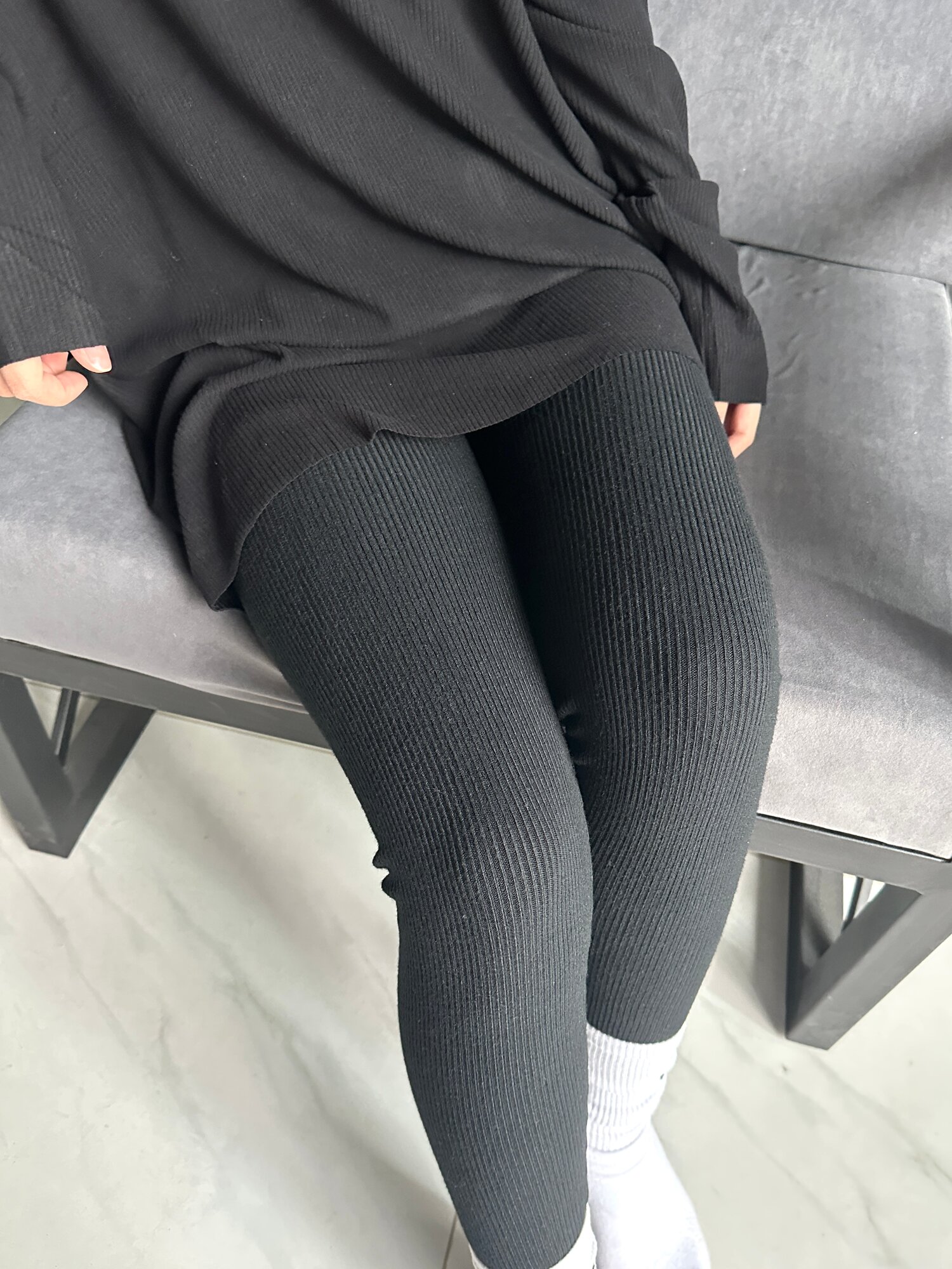 Легинсы-колготки INK серый, черный, бежевый, коричневый, размер one size, черный — фото 1