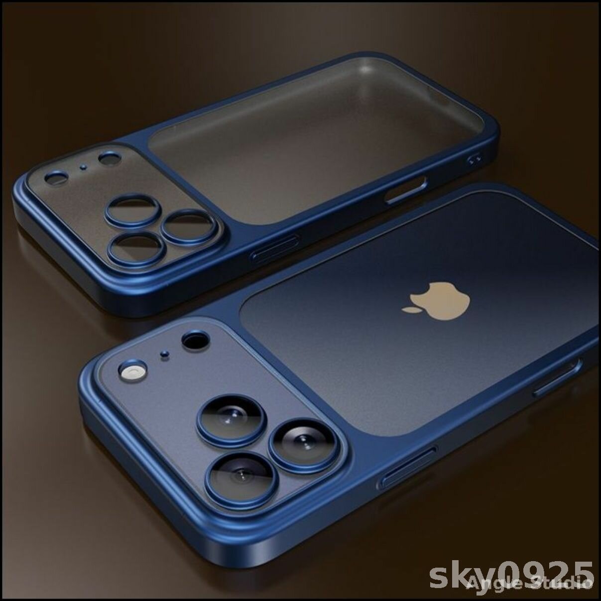 Чехол для iPhone 17/16/15 Pro Max, матовый пластиковый с гальваническим покрытием, темно-синий цвет, защита от ударов и