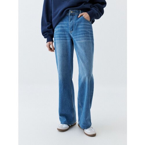 Джинсы Sela, размер S INT, синий, голубой джинсы широкие gulliver свободный силуэт утепленные размер 170 серый