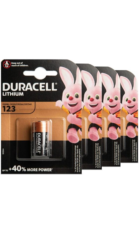 Duracell 123 | 3 вольта, Литиевая батарейка - 4шт.