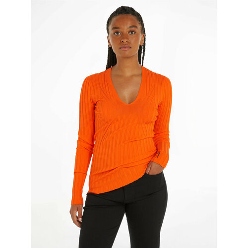 Свитер Calvin Klein Jeans, размер M, оранжевый свитер женский calvin klein jeans размер xs