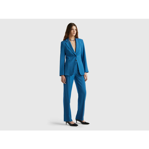 Пиджак UNITED COLORS OF BENETTON, размер 40, синий джемпер united colors of benetton длинный рукав полуприлегающий силуэт размер l розовый