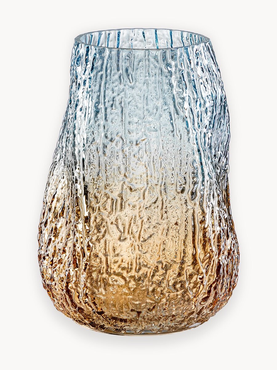 Ваза настольная 15х15х20 см, Elan Gallery, бежево-голубая, стекло