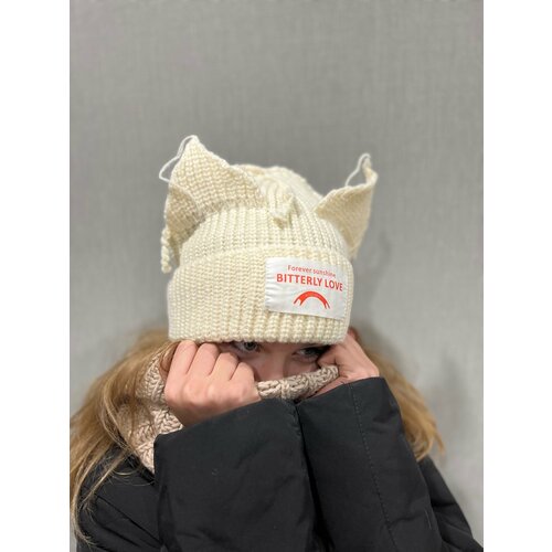 фото Шапка , размер 56-58, бежевый bitterlylove