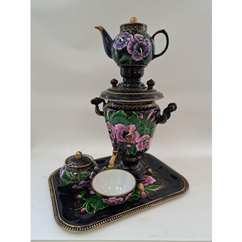 Самовар тульский электрический 3 литра в наборе с художественной росписью 