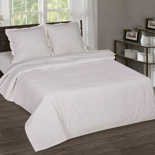 Изображение товара Комплект постельного белья АртПостель, "Отель белый 1*1" Семейный поплин, полосы, страйп